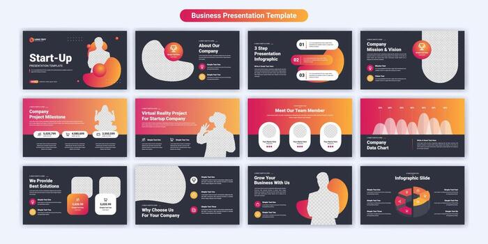Creative business presentation slides template design. Use for modern presentation background, brochure design, web slider, landing page, annual report, company profile vector