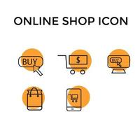 conjunto de iconos de marketing digital. conjunto de iconos de comercio electrónico. iconos de negocios en línea. iconos para el mercado vector