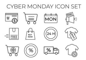 cyber monday icon set on white background vector