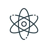 Atom Line Icon. Scientific Atom Symbol. Sign of Education and Science. Structure of Nucleus of Atom. Protons, Neutrons and Electrons linear Icon. Vector illustration