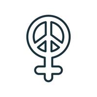 Female Peace Line Icon. Sexism and Feminism Symbol Linear Pictogram. Sign Pacifist Outline Icon. Isolated Vector Illustration