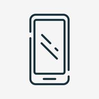 Smartphone Linear Icon. Mobile Phone Flat Outline Icon. Cell Phone Line Pictogram. Vector illustration.