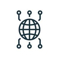 Global Network Line Icon. International Grid for Community. Worldwide Network Linear Icon. Vector Illustration.