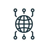 Global Network Line Icon. International Grid for Community. Worldwide Network Linear Icon. Vector Illustration.
