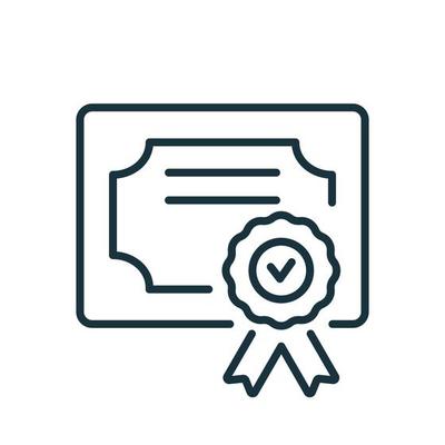 Diploma Line Icon. Certificate with License Badge Linear Icon in flat style. Winner Medal Outline Pictogram. Award, Grant, Diploma. Vector illustration