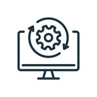 actualización del icono de la línea de software. pictograma lineal de actualización del sistema informático. icono de proceso de descarga. progreso de la actualización. ilustración vectorial vector