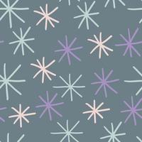 Cute abstract seamless pattern with stars. Doodle snowflakes background. vector