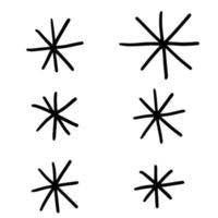 Hand drawn doodle snowflake set  isolated on white background. vector