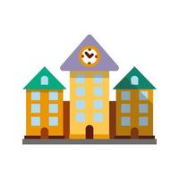 Town hall flat design long shadow color icon. City centre. Townhouse. Vector silhouette illustration