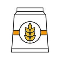 Flour paper bag color icon. Isolated vector illustration