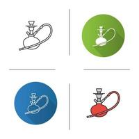 Hookah icon. Nargile. Flat design, linear and color styles. Isolated vector illustrations