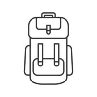 Camping backpack linear icon. Thin line illustration. Rucksack, knapsack. Contour symbol. Vector isolated outline drawing