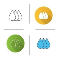 Printer ink icon. Liquid drops. Flat design, linear and color styles. Isolated vector illustrations