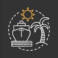 Travel agency chalk concept icon. Water transport. Summer rest. Vacation. Cruise ship. Voyage idea. Ocean liner. Vector isolated chalkboard illustration