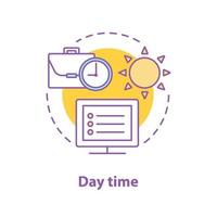 Day time concept icon. Working hours idea thin line illustration. Noon. Vector isolated outline drawing