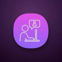 Online communication app icon. UI UX user interface. Chatting. Online job interview. Business conversation. Web or mobile application. Vector isolated illustration