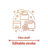 Files shelf concept icon. File management idea thin line illustration. Data storage. Archive. Vector isolated outline drawing. Editable stroke