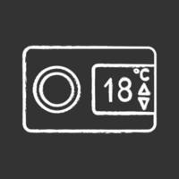 Digital thermostat chalk icon. Climate control display. Temperature regulation. Air conditioning remote. Isolated vector chalkboard illustration