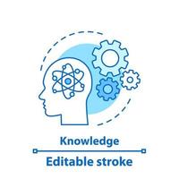 Knowledge concept icon. Artificial intelligence idea thin line illustration. AI. Thinking process. Vector isolated outline drawing. Editable stroke