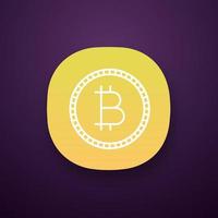 Bitcoin app icon. Cryptocurrency. Digital money. UI UX user interface. Web or mobile application. Vector isolated illustration