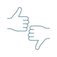 Like and dislike color icon. Linear vector