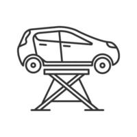 Car lift linear icon. Thin line illustration. Auto repair jack. Contour symbol. Vector isolated outline drawing