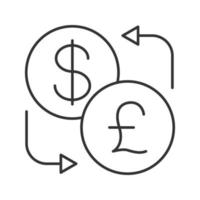 Dollar and British pound currency exchange linear icon. Thin line illustration. Refund. Contour symbol. Vector isolated outline drawing