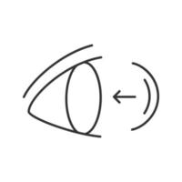 Eye contact lenses putting on linear icon. Thin line illustration. Contour symbol. Vector isolated outline drawing