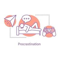 Procrastination concept icon. Wasting time idea thin line illustration. Rest. Vector isolated outline drawing