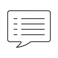 Speech bubble linear icon. Thin line illustration. Chat box. Contour symbol. Vector isolated outline drawing