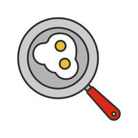 Fried eggs on pan color icon. Isolated vector illustration