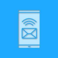 Smartphone incoming message paper cut out icon. SMS. Mobile phone display with envelope. Vector silhouette isolated illustration