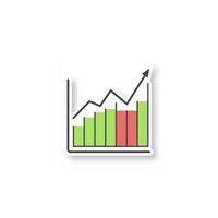 Growth chart patch. Financial progress. Statistics. Color sticker. Vector isolated illustration