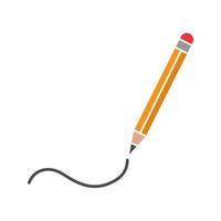 Writing pencil glyph color icon. Drawing. Silhouette symbol on white background with no outline. Negative space. Vector illustration