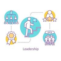Leadership concept icon. Career ladder. Goal achieving idea thin line illustration. Team leader. Teamwork. Vector isolated outline drawing