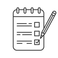 To do list linear icon. Thin line illustration. Notepad with pencil. Taking notes. Checklist. Contour symbol. Vector isolated outline drawing