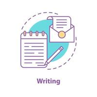 Writing concept icon. Taking notes, writing letter. Handwriting idea thin line illustration. Vector isolated outline drawing