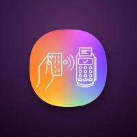 NFC payment app icon. POS terminal. UI UX user interface. Payment terminal. Contactless transaction. Near field communication. E-payment. Web or mobile application. Vector isolated illustration