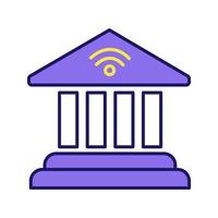 Online banking color icon. Account balance. E-payment. Bank building. Isolated vector illustration