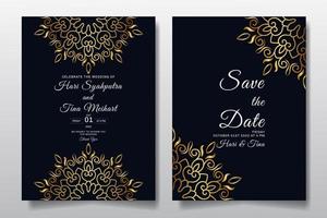 Wedding invitation greeting card with ornament or mandala design background. vector