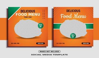 Food Social Media Banner Post Template. vector