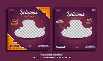 Food Social Media Banner Post Template. vector
