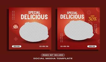 Food Social Media Banner Post Template. vector