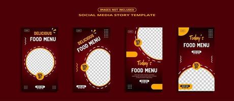 food social media story banner template collection vector