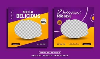 Food Social Media Banner Post Template. vector