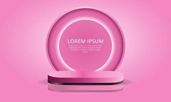 realistic 3D pink podium cosmetic product display vector