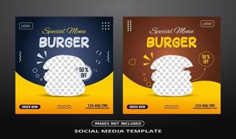 Food Social Media Banner Post Template. vector