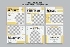 Furniture social media post template vector