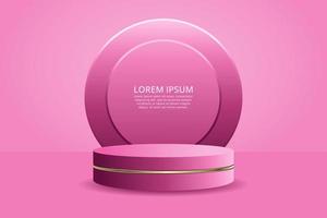 realistic 3D pink podium cosmetic product display vector