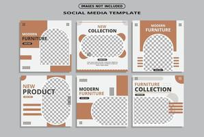 Furniture social media post template vector